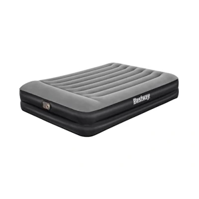Afbeelding van Bestway Luchtbed 2 Persoons Luchtmatras 203 x 152 46 cm met Ingebouwde Pomp en Leegloopventiel Tritech Materiaal Behoud zijn Vorm Kampeer Accessoires Zwart/Grijs