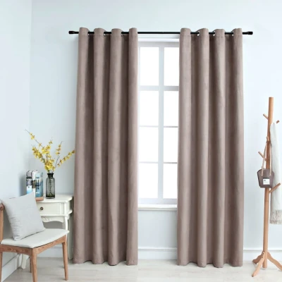 Afbeelding van Gordijn verduisterend met metalen ringen 2 st 140x225 cm taupe