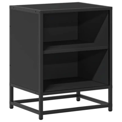 Afbeelding van vidaXL Nachtkastje 40x31x50 cm bewerkt hout en metaal zwart