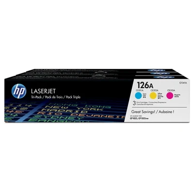Image de HP 126A pack de 3 toners LaserJet cyan/magenta/jaune authentiques