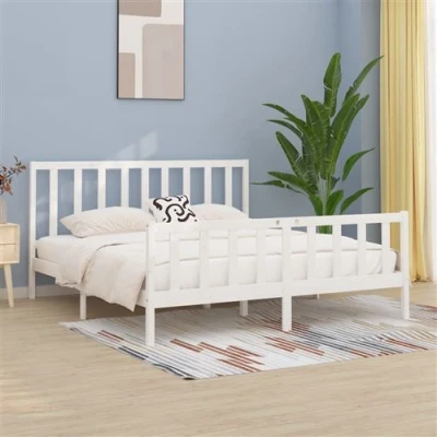 Afbeelding van vidaXL Bedframe massief hout wit 200x200 cm