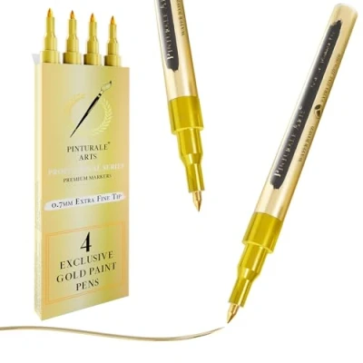 Afbeelding van Pinturale Arts® Lot de 4 stylos peinture acrylique (doré)