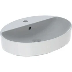 Afbeelding van Geberit VariForm opzetwastafel ovaal wit (60 x 45 cm) 1 kraangat, met