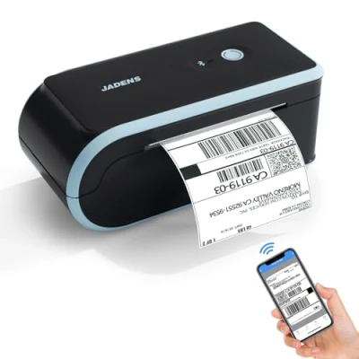 Image de JADENS imprimante d&#039;étiquettes d&#039;expédition Bluetooth, thermiques sans fil 4x6 pour l&#039;envoi de colis, compatible avec Android, iPhone, Mac, Chromebook et Windows, utilisée