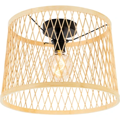 Afbeelding van QAZQA Landelijke plafondlamp rotan 40 cm IP44 Calamus