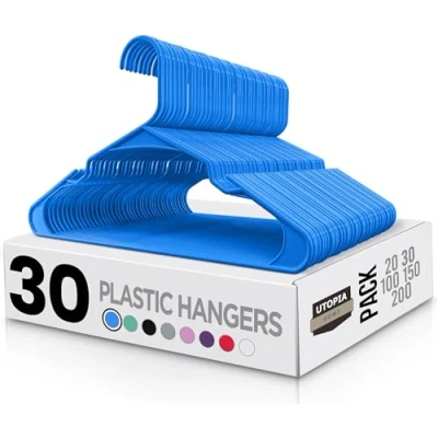 Afbeelding van Utopia Home 30 stuks standaard kleerhangers van kunststof voor kleding, robuust en ruimtebesparend, blauw