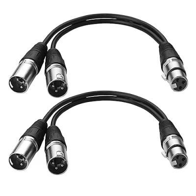 Afbeelding van S SIENOC Microfoonkabel 3 polig XLR naar Dual 2 (zilver vrouwelijk mannelijk)