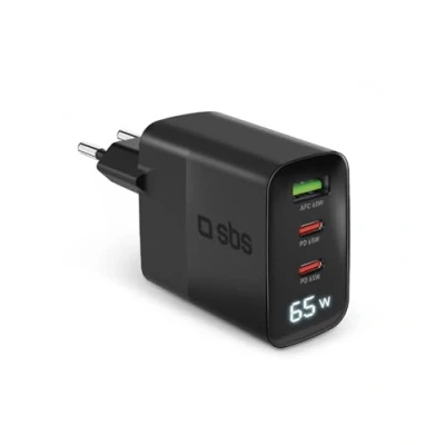Image de Sbs Chargeur 2xusb c 65w &amp; 1x Usb a 60w Lcd Noir
