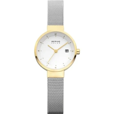 Afbeelding van Bering Analoog kwartshorloge voor dames met roestvrijstalen armband en saffierglas, Zilver/Goud, zilver/goud