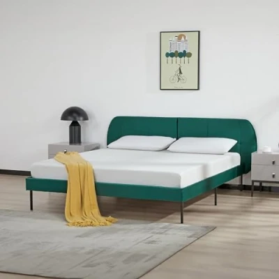 Afbeelding van Gestoffeerd bed Porvoo met bedbodem 160x200 cm donkergroen [en.casa]