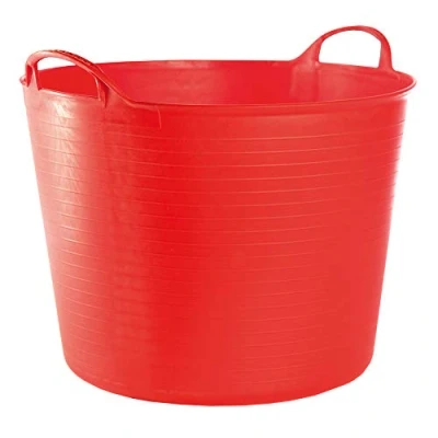 Afbeelding van RED HOG Flexi Bag Tuinmand van kunststof, 42 liter, handgrepen, duurzaamheid: 120 kg, ronde wasmand voor huis, tuin, gebouw, super sterk, multifunctioneel, versterkingsribben, bestand tegen