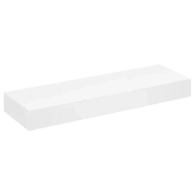 Image de vidaXL Étagère murale avec 1 tiroir MDF Blanc Rangement de livres/DVD242188