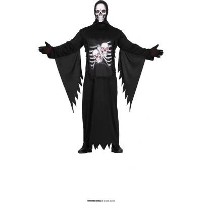 Afbeelding van Guirca Beul &amp; Magere Hein Kostuum De Dood Komt Je Halen Grim Reaper Zwart Maat 52 54 Halloween Verkleedkleding