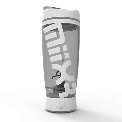 Afbeelding van MiiXR AA elektrische shakerfles van Promixx voor supergladde eiwitshakes, geur en vlekbestendig, gemakkelijk te reinigen 600 ml, Wit/Grijs