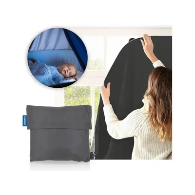 Afbeelding van LUVION® Portable Blackout Curtain Grey Verduisteringsgordijn met zuignappen Geschikt voor alle ramen tot maximaal 130x200cm