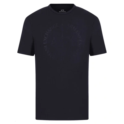 Afbeelding van Armani Exchange heren T shirt met flock logoprint in de kleur Donkerblauw, maat: L