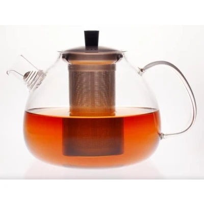 Afbeelding van Hanseküche theepot van hoogwaardig glas, 1500 ml, zeer hittebestendig, borosilicaatglas, roestvrij staal en draad