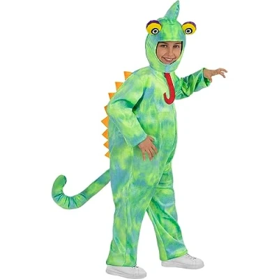 Afbeelding van Funidelia Kameleon Kostuum voor meisjes en jongens Dieren kinderen Accessoire verkleedkleding rekwisieten Halloween, carnaval &amp; feesten Maat 122 134 cm Groen