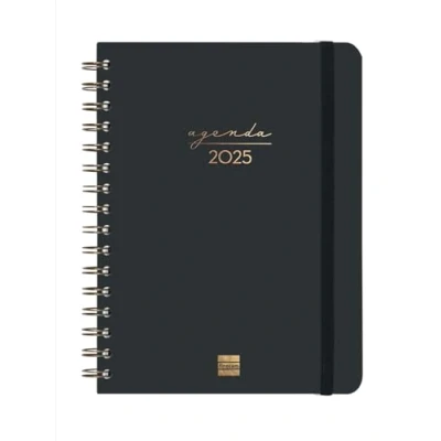Afbeelding van Finocam Alma spiraalplanner 2025, week op 1 pagina, verticale presentatie, januari 2025 december (12 maanden), zwart internationaal
