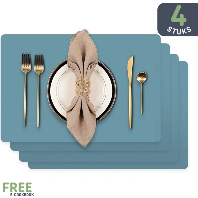 Afbeelding van Placemats van Sophie Nordinn® Placemat Vaxjo (Turquiose) Kunststof Set 4 stuks 30x40 cm