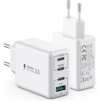 Afbeelding van 2 stuks 40 W USB C oplader PD+QC snellaadblok Type wandcontactdoos netadapter Compatibel met iPhone 11/12/13/14/15/16/Galaxy S23/tablet