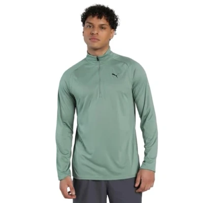 Afbeelding van TAD TECH top van materiaalmix met kwartrits voor Heren, Groen, Maat 3XL PUMA
