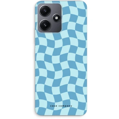 Afbeelding van Case Company® hoesje geschikt voor Xiaomi Redmi 12 Grid Blauw Soft Cover Telefoonhoesje Bescherming aan alle Kanten en Schermrand