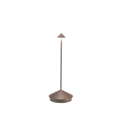 Afbeelding van Zafferano, Pina Pro Lamp Tafellamp, draadloos, oplaadbaar, met touch bediening, voor binnen en buiten, dimbaar, 2200 3000 K, hoogte 29 cm, cortenkleur