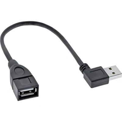 Afbeelding van Easy USB A haaks (links/rechts) naar verlengkabel volledig bedekt USB2.0 tot 2A / zwart 0,20 meter