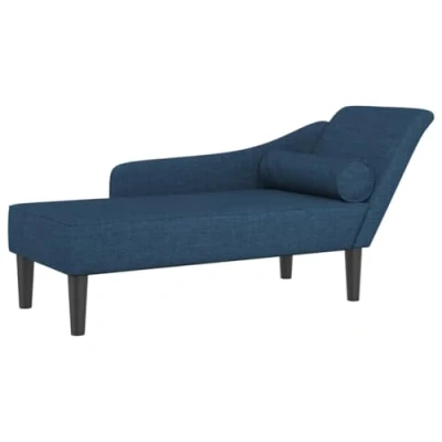Afbeelding van vidaXL Chaise longue met kussens stof blauw