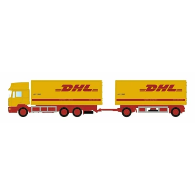 Afbeelding van Minis by Lemke LC4607 N Vrachtwagen MAN F90 3 assige koffer hangertrein DHL