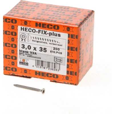 Afbeelding van Heco spaanplaatschroeven lenskop RVS A2 pozidriv FIX plus 3.0x35mm (per 200 stuks)