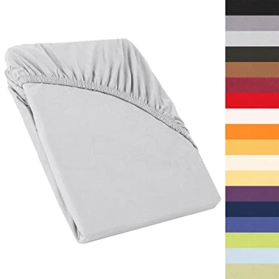 Afbeelding van CelinaTex Perla boxspringbed waterbed topper hoeslaken 120x200 130x200 cm zilvergrijs katoen bedlaken 0004242