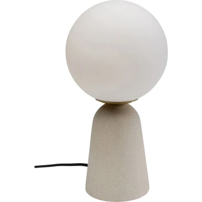 Afbeelding van Kare tafellamp Bollie, betonnen voet beige, opaalglas hoogte 31 cm