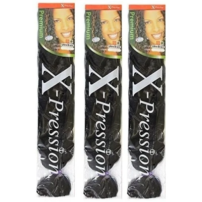 Afbeelding van X pression Ultra Braid Haarextensies van kunsthaar, #1B, ca. 210 cm, 3 stuks