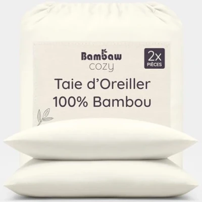 Afbeelding van Bamboe Kussenslopen 2 stuks Eco Kussensloop 40 bij 80cm Ivoor Luxe Beddengoed Hypoallergeen Puur viscose rayon Ultra ademende Stof Bambaw