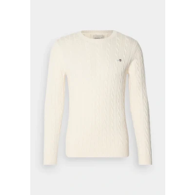 Afbeelding van GANT Cable Cneck Trui, Heren, Maat: 4XL, Cream