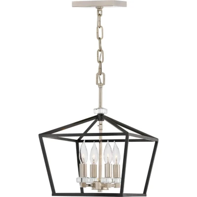 Afbeelding van Hinkley LED Pendelarmatuur Stinson 4X E14 Max 60W Dimbaar Black with Polished Nickel