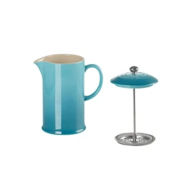 Afbeelding van Le Creuset 91028200490000 Franse pers met roestvrijstalen stamper, steengoed, 1 liter, 3 4 kopjes, groenblauw
