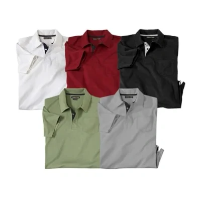 Afbeelding van ATLAS FOR MEN Lot de 5 polos pour homme Manches courtes Disponible en grandes tailles M à 5XL, Gris perle, noir charbon, kaki, bordeaux foncé, XXL