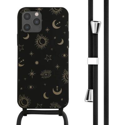 Afbeelding van iMoshion hoesje Geschikt voor iPhone 12 Pro / met koord Siliconen design Zwart Sky Black
