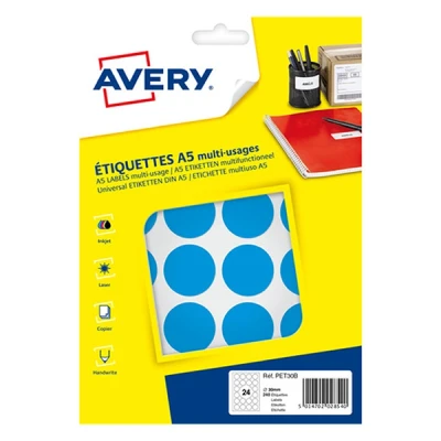 Image de Avery PET30B pastilles de marquage Ø 30 mm (240 étiquettes) bleu clair