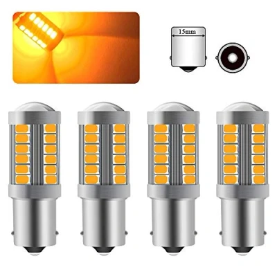 Afbeelding van 4 x 1156BA15S P21W led lamp, ambergeel, super helder, 6000 K, 5630, 33 SMD, auto, voor en achter, knipperlicht, 12 30 V