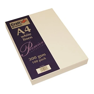 Afbeelding van Craft UK W123 Wit Gerecycleerd Linnen Kaart 300 g/m² 100 Vellen