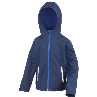 Afbeelding van Result Kids Tx Performance Hooded Softshell Jacket R224JY Navy / Royal Blue