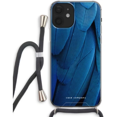 Afbeelding van Case Company® hoesje met Koord geschikt voor iPhone 12 Pauw Telefoonhoesje Zwart Extra Bescherming aan alle Kanten en Over de Schermrand