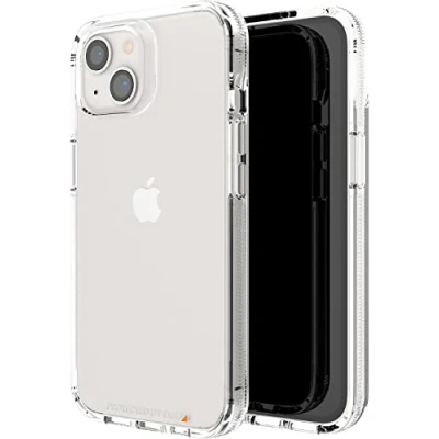 Image de ZAGG Gear 4 Crystal Palace D30 Coque de protection, compatible avec iPhone 13, 5G, fine, résistante aux chocs, recharge sans fil, MagSafe, transparente