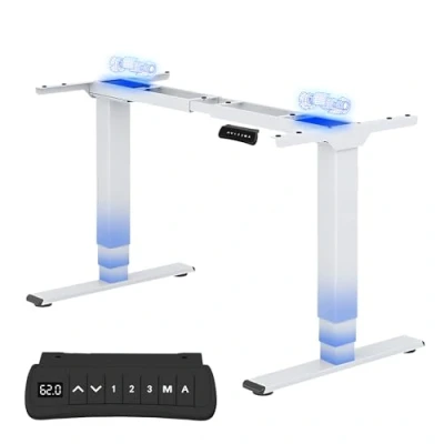 Afbeelding van FLEXISPOT EC5W Standing Desk In Hoogte Verstelbaar Bureau Elektrische Staande 3 traps 2 motor met Smart Keyboard Laadvermogen 100 kg(Wit)