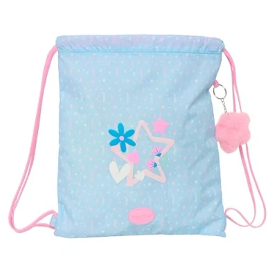 Afbeelding van Rugtas met Koordjes BlackFit8 Smile Blauw Roze 35 x 40 1 cm