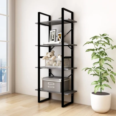 Afbeelding van Boekenkast met 4 schappen 60x30x140 cm massief grenenhout grijs